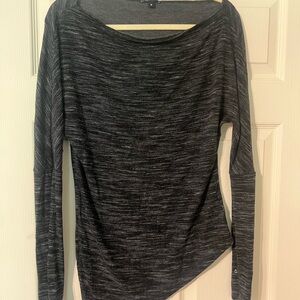 Stella & Dot Gray Asymmetrical Long Sleeve Blouse